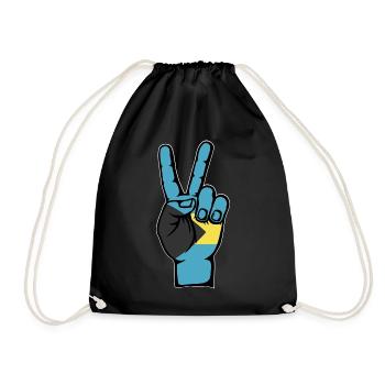 Bahamas Flagge Frieden Victory Symbol - Turnbeutel - Schwarz - Vorne