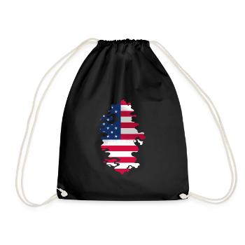 USA Flagge Amerika Fahne Stars & Stripes Patriot - Turnbeutel - Schwarz - Vorne