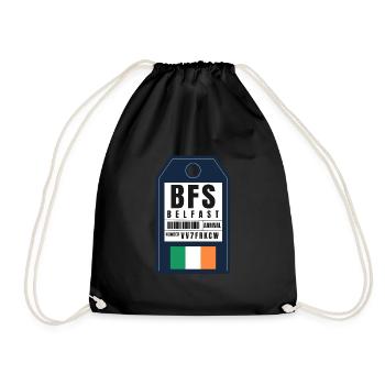 Belfast Boarding Pass - Airport Ticket BFS - Drawstring Bag - black - Front