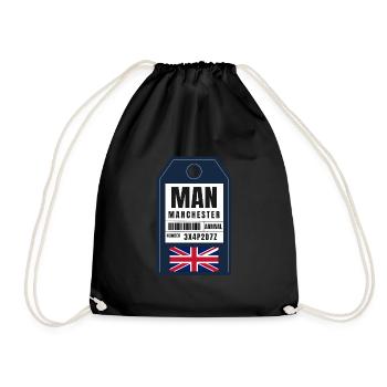 Manchester Boarding Pass - Airport Ticket MAN - Drawstring Bag - black - Front