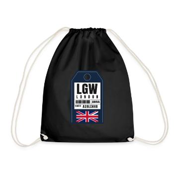 London Boarding Pass - England Airport Ticket LGW - Drawstring Bag - black - Front