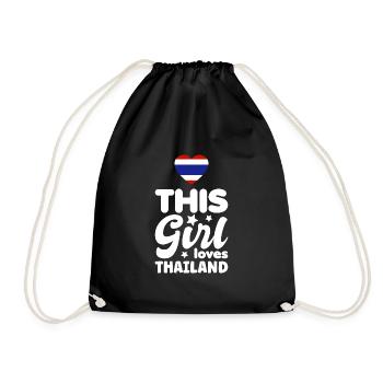 Thailand Flag Thai Flag Used Look - Drawstring Bag - black - Front