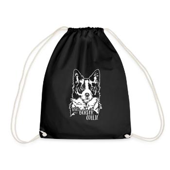 Aimé par un chien Border Collie Chien Wilsigns - Sac de sport léger - noir - Devant