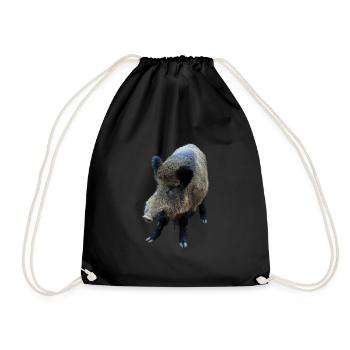 Wild boar Wild boar Pig Sow Pigs - Drawstring Bag - black - Front