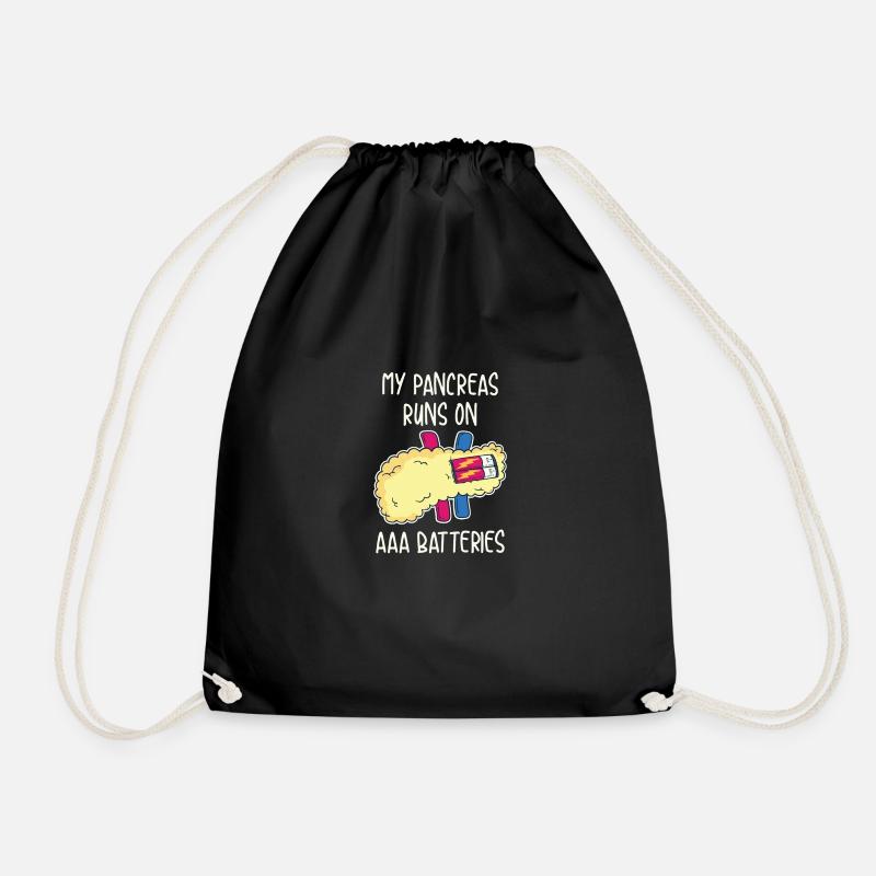 My Pancreas Runs On AAA Batteries - Drawstring Bag - black
