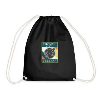 Vintage Vinyl Veteran - Turnbeutel - Schwarz - Vorne