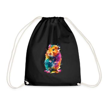 Niedlicher Hamster Regenbogenfarben - Turnbeutel - Schwarz - Vorne