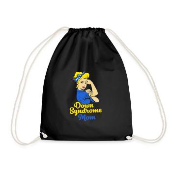 Down syndrome T21 chromosome trisomy mother mom - Drawstring Bag - black - Front