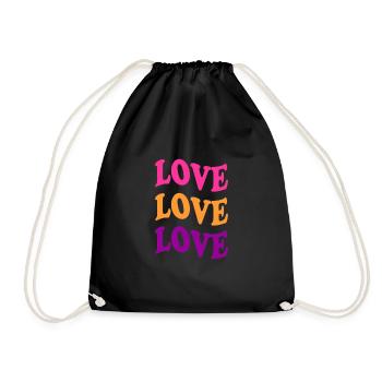 Love Love Love - Turnbeutel - Schwarz - Vorne