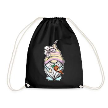 Ostern Gnome Gnomes Wichtel Osterhase - Turnbeutel - Schwarz - Vorne