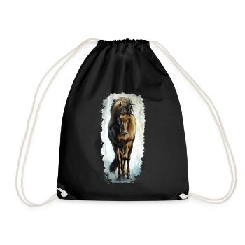 Horse - Drawstring Bag - black - Front