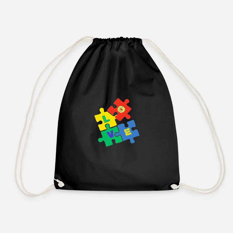 Liebes-Puzzle - Turnbeutel - Schwarz