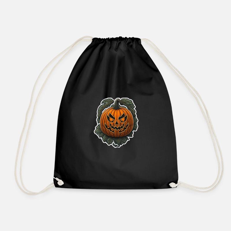 Pumpkin - Drawstring Bag - black