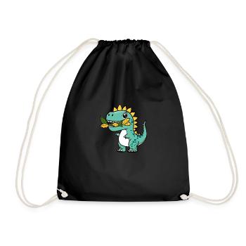 Drôle de dinosaure avec des feuilles dans la bouche - Sac de sport léger - noir - Devant