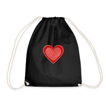 Heart drawn - Drawstring Bag - black - Front