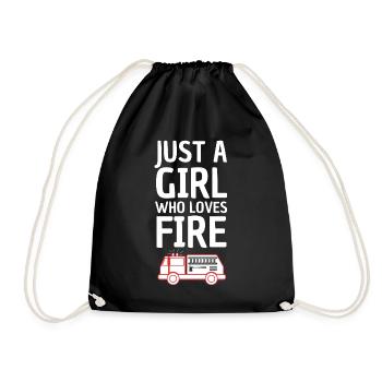 Just a girl who loves fire trucks - Drawstring Bag - black - Front