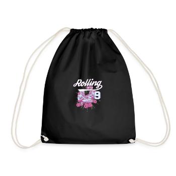 Rouler dans 9 Fête d’anniversaire en patin à roulettes - Sac de sport léger - noir - Devant