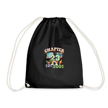 Turning 23 23rd Birthday Retro Theme Peace Sign - Drawstring Bag - black - Front