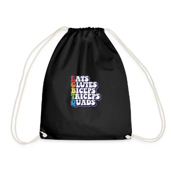 LGBTQ Rainbow Pride Lats Glutes Biceps Triceps - Drawstring Bag - black - Front