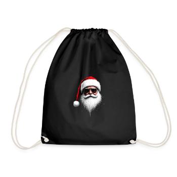 Weihnachtsmann Gesicht Sonnenbrille mit Hut Bart Weihnachten - Turnbeutel - Schwarz - Vorne