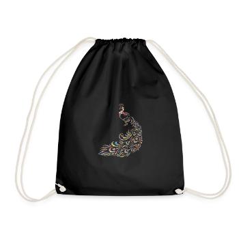 Pfau - Turnbeutel - Schwarz - Vorne