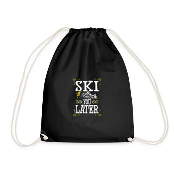 ski skiing - Drawstring Bag - black - Front