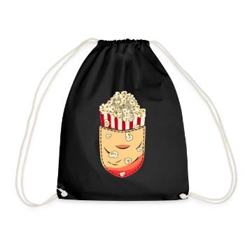 Movie Cinema Snack Gift Chest Pocket Popcorn - Drawstring Bag - black - Front