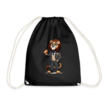 Cute Lion Teacher - Drawstring Bag - black - Front