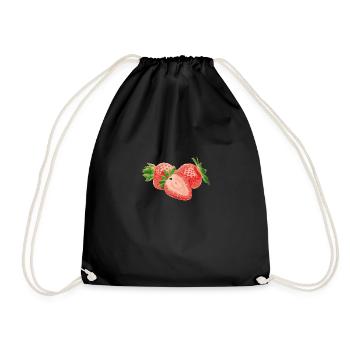strawberry - Drawstring Bag - black - Front