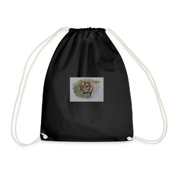 begal tiger acrylic wash a4 by alan m hunt orig - Drawstring Bag - black - Front