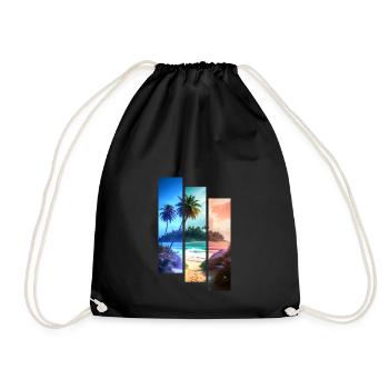 BEACH Streifen in 3 Farben - Turnbeutel - Schwarz - Vorne