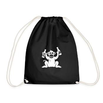 Monkey Beer Drinking - Drawstring Bag - black - Front