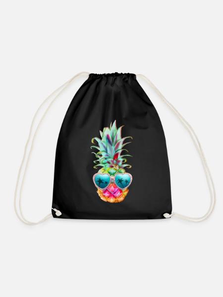 Ananas mit Sonnenbrille - Ananas und Brille - Turnbeutel - Schwarz