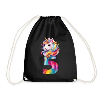 5. GEBURTSTAG EINHORN - Turnbeutel - Schwarz - Vorne