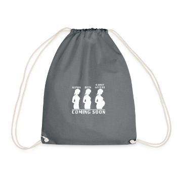 Alpha, Beta, Early Access, coming soon - Drawstring Bag - grey - Front