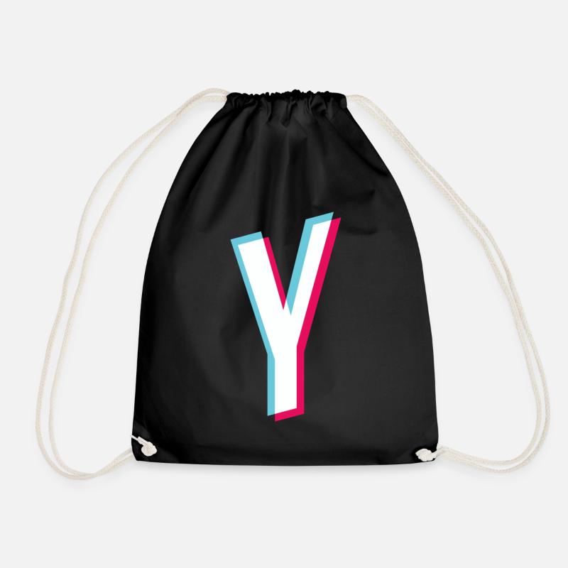 Y - letter Y - Drawstring Bag - black