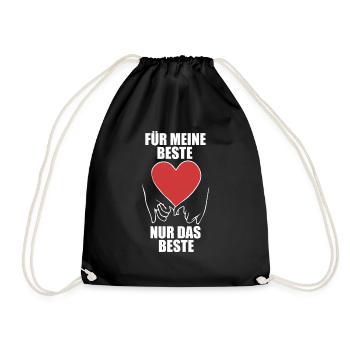 Beste Freundin Spruch Liebe Freundschaft Geschenk - Turnbeutel - Schwarz - Vorne