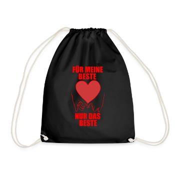 Beste Freundin Spruch Liebe Freundschaft Geschenk - Turnbeutel - Schwarz - Vorne