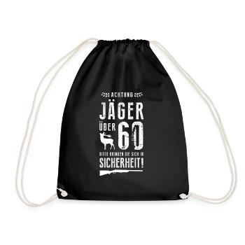 Jäger Geburtstagsgeschenk 60 Fun Jagdsport fun - Turnbeutel - Schwarz - Vorne