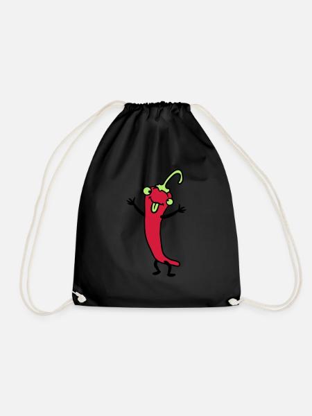 Chili chilli peppers hot funny comics - Drawstring Bag - black
