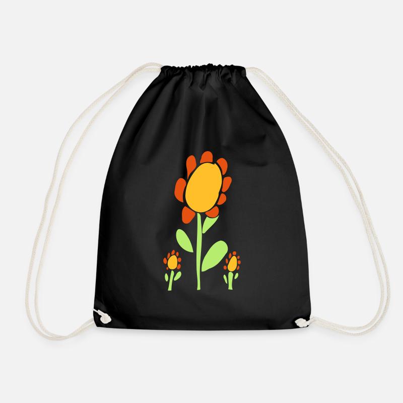 Fröhliche Blume mit gelben und orangefarbenen Blättern - Turnbeutel - Schwarz