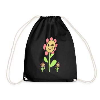 fleur au visage joyeux - Sac de sport léger - noir - Devant