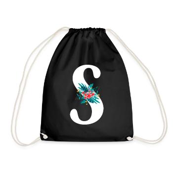 lettre S fleuris - Sac de sport léger - noir - Devant