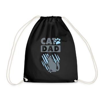 Cat dad. Sign - Drawstring Bag - black - Front