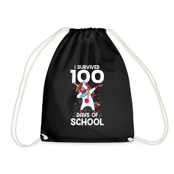 Dab a unicorn with mask 100 days Schulbek - Drawstring Bag - black - Front
