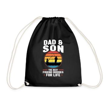 Vater Angler Vater & Sohn Söhne Geschenk - Turnbeutel - Schwarz - Vorne