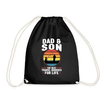 Vater Angler Vater & Sohn Söhne Geschenk - Turnbeutel - Schwarz - Vorne