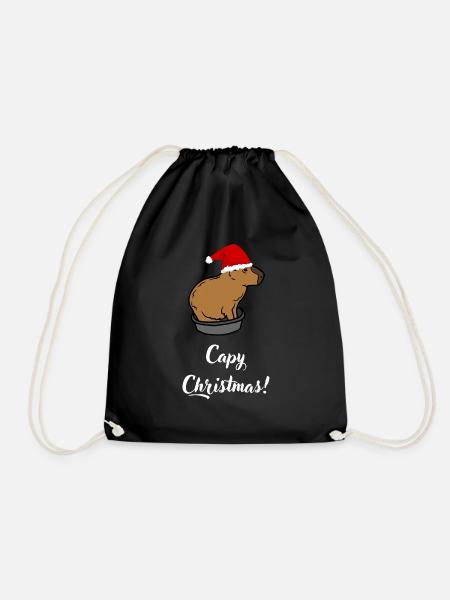 Capy Christmas! - Drawstring Bag - black