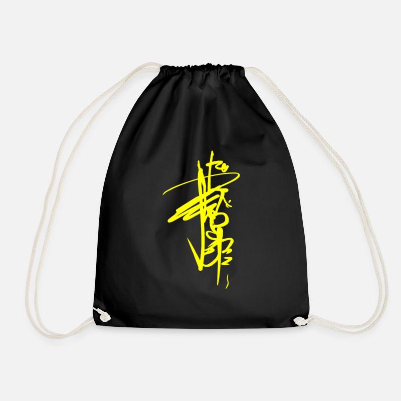 Signature - Tag / Grafitti - China Style - Drawstring Bag - black