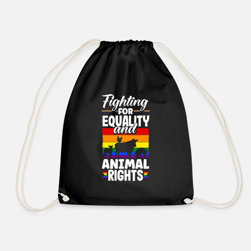 Fighting for equality and animal rights LGBTQ+ - Turnbeutel - Schwarz